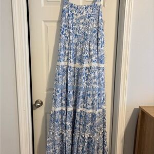 Crown & Ivy Blue and White Floral Maxi Dress